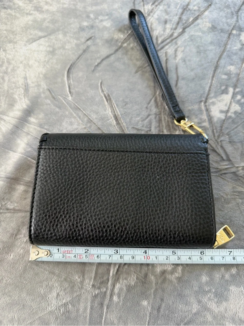 Tory Burch Black Leather Zip-Around Wristlet Wallet